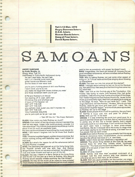 ANGRY SAMOANS Metal Mike Scrapbook 1979 – 07-29-1979 – 12-27-1979 – Harlan Hollander then P.J. Galligan on Lead Guitar Page 10